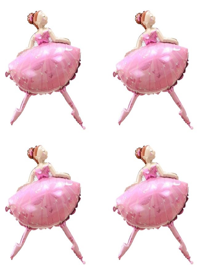 OHLIGEI 4PCS Pink Ballet Dancing Girl Foil Balloon Aluminum Foil Mylar Helium Party Balloon for Birthday Party Decoration Wedding Baby Shower Ballet Dancing Themed Party - Image 1
